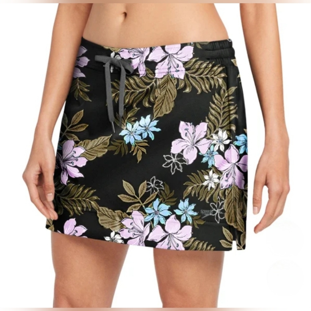 Speedo Sporty Beach Vacation Tropical Floral Ladies Swim Skort sz L